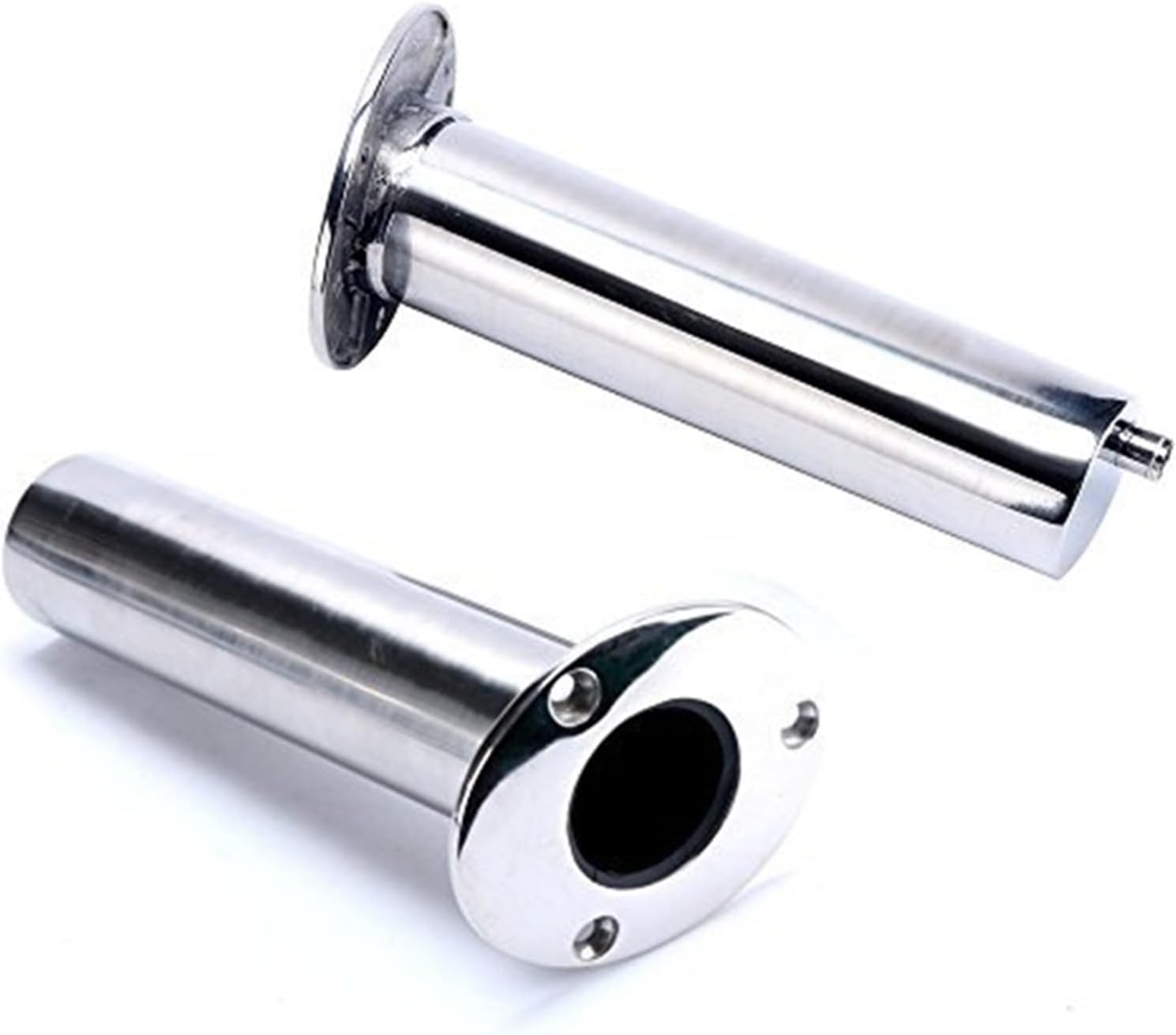 2pcs Boat Accessories Marine Stainless Steel 316 Deluxe Rod Holders with Drain, Flush Mount Fishing Rod Pole Holders, 15 Degree