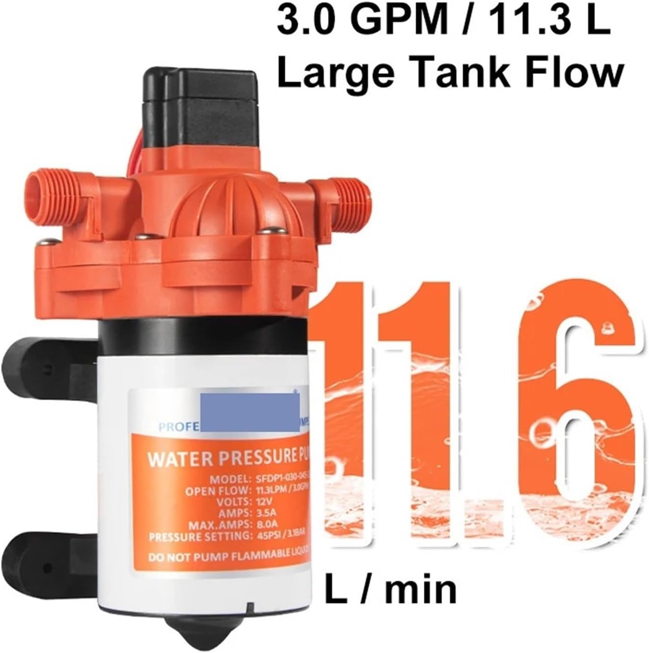 33 Series Diaphragm Pump 3.0GPM 45PSI Automatic Water Supply System 24V Self-priming Pump Suitable for Marine RV Accessories Shower Toilet - Image 3