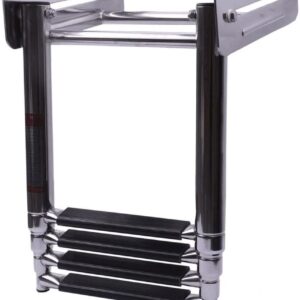 4 Step Boat Ladder, Stainless Steel Telescoping Boarding Ladder Under Platform Boat Marine Deck Ladder Boat Accessories for Boat Pontoon Yacht Truck RV