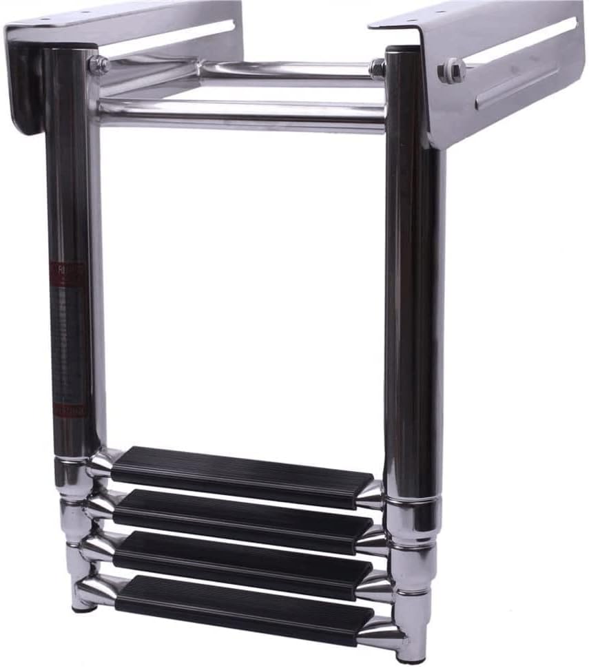 4 Step Boat Ladder, Stainless Steel Telescoping Boarding Ladder Under Platform Boat Marine Deck Ladder Boat Accessories for Boat Pontoon Yacht Truck RV