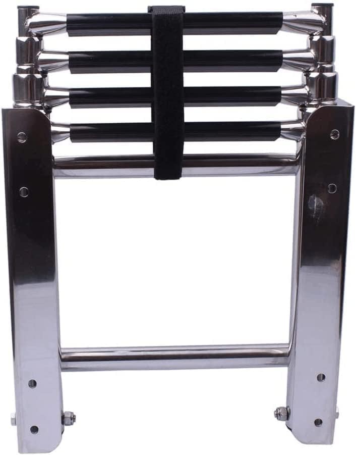 4 Step Marine Boat Ladder Stainless Steel Telescoping Swim Deck Ladder Under Platform Boarding Ladder Dock Ladder Boat Accessories - 1190lbs