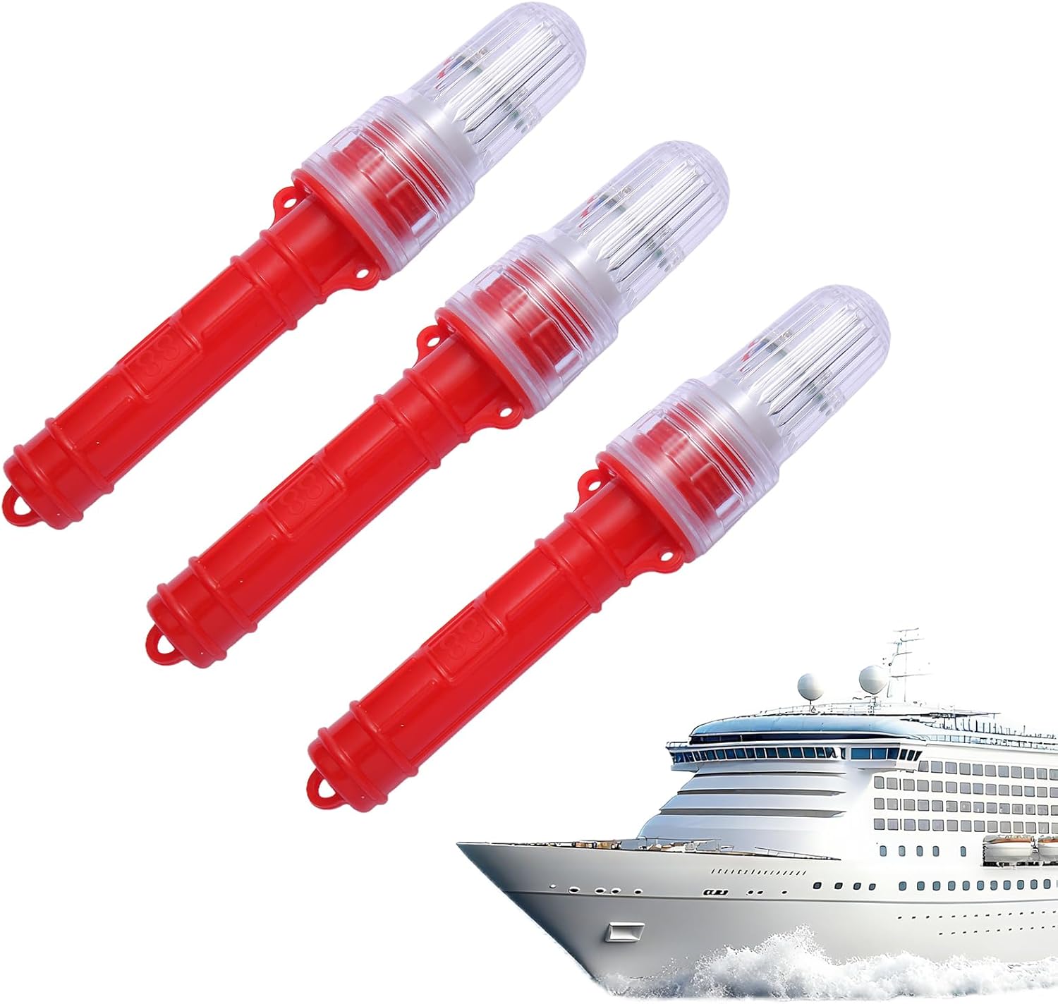 Boat Flares (3-Pack) - US Coast Guard Approved Marine Emergency Flares, Waterproof & Visible up to 10 Miles, Day/Night Use for Boating, Fishing Nets, Life Rafts & Buoys - Red Aerial & Handheld Signals