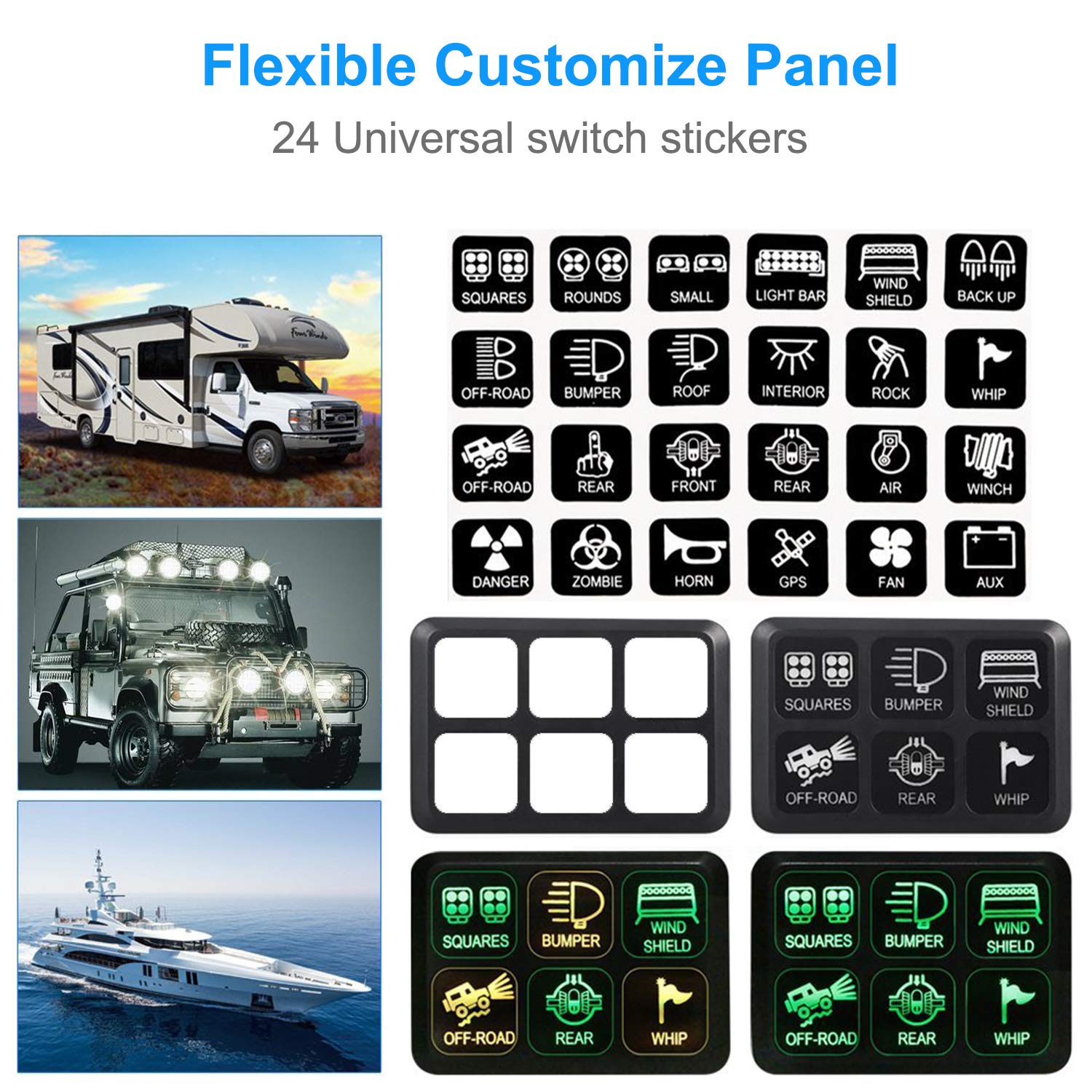 Cllena Universal 6 Gang ON/Off Switch Panel with Relay System Fuse Box Wiring Harness Assembly Kit for Car Auto Truck Camper Rv ATV UTV Jeep Off-Road Marine Boat Accessories - Image 3