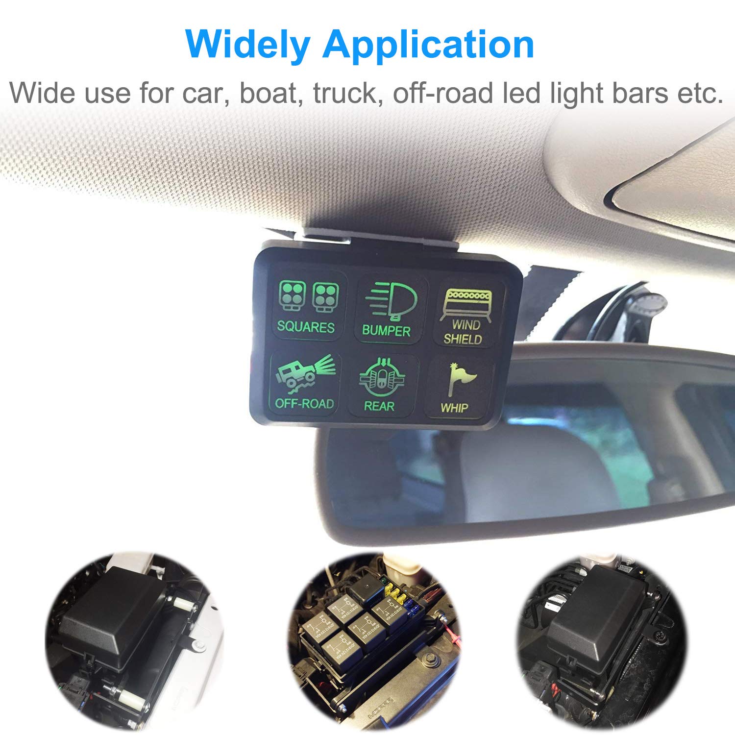 Cllena Universal 6 Gang ON/Off Switch Panel with Relay System Fuse Box Wiring Harness Assembly Kit for Car Auto Truck Camper Rv ATV UTV Jeep Off-Road Marine Boat Accessories - Image 4