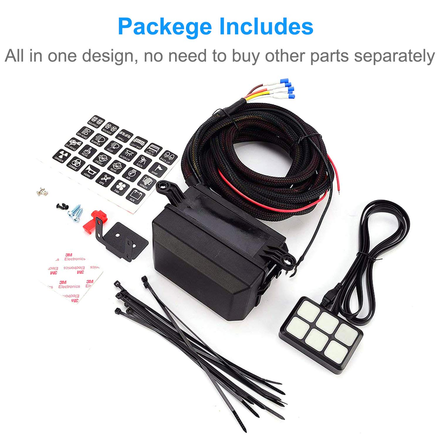 Cllena Universal 6 Gang ON/Off Switch Panel with Relay System Fuse Box Wiring Harness Assembly Kit for Car Auto Truck Camper Rv ATV UTV Jeep Off-Road Marine Boat Accessories - Image 6