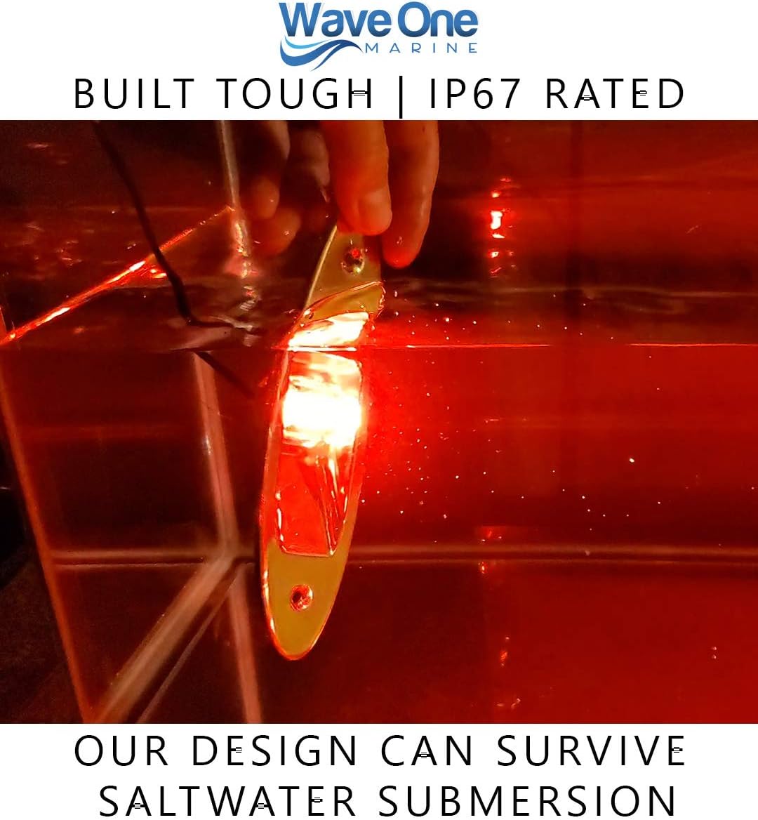 Flush Mount LED Shark Eye Boat Navigation Teardrop Lights | Red And Green Stainless USCG 2NM | Waterproof 12V - Image 4