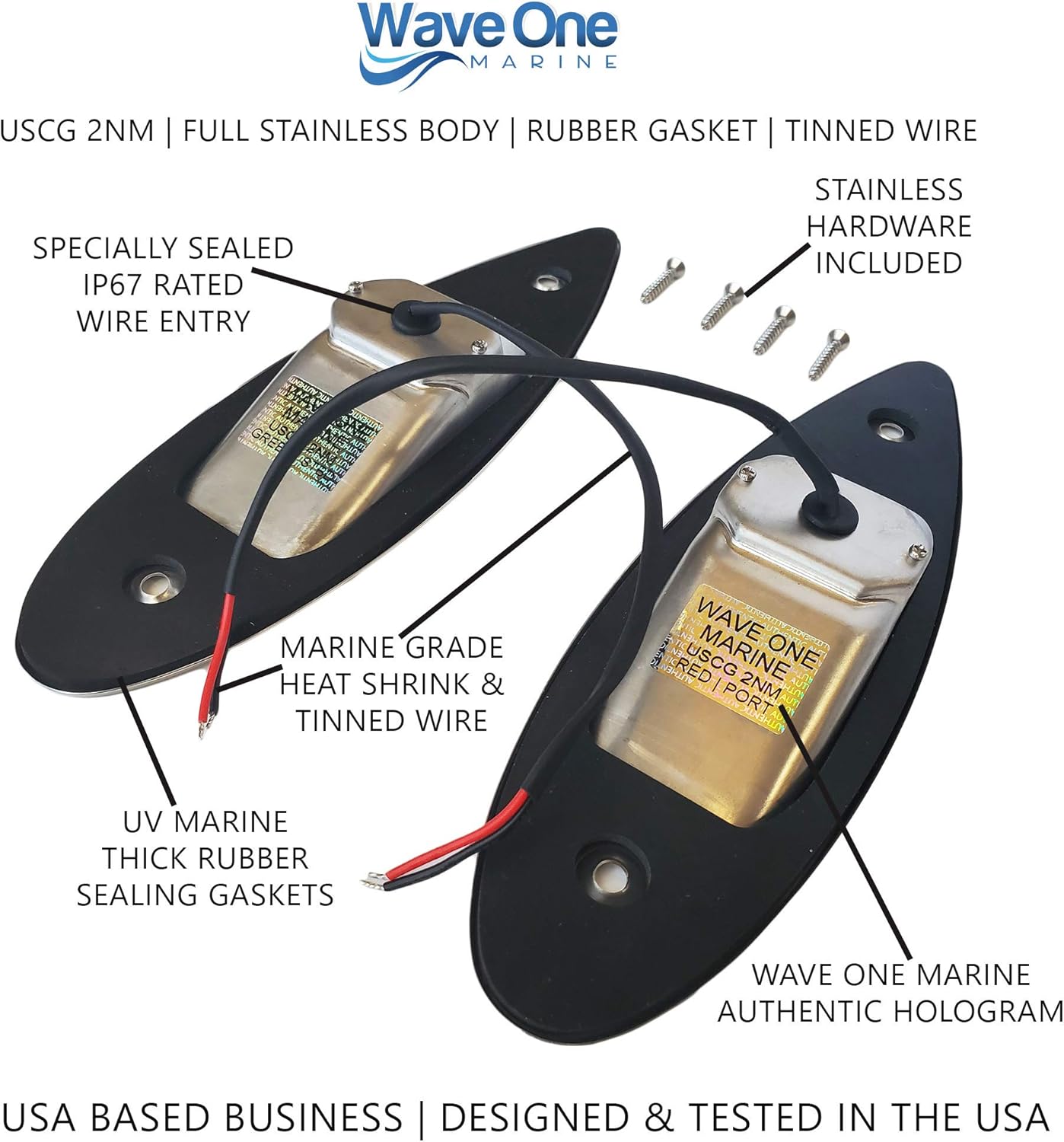 Flush Mount LED Shark Eye Boat Navigation Teardrop Lights | Red And Green Stainless USCG 2NM | Waterproof 12V - Image 2