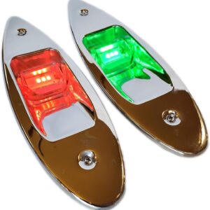 Flush Mount LED Shark Eye Boat Navigation Teardrop Lights | Red And Green Stainless USCG 2NM | Waterproof 12V