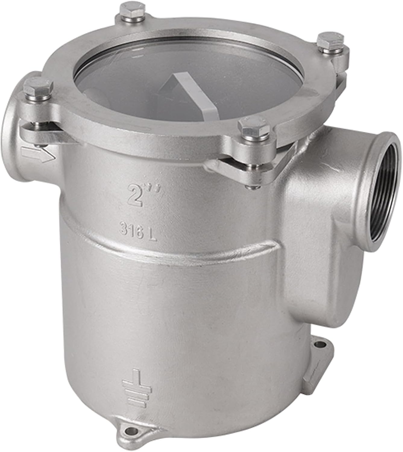 FOTN Marine Seawater Strainer,316 Stainless Steel Sea Water Strainer Seawater Filter for Boat Yacht Ship Hardware Accessories, Silver