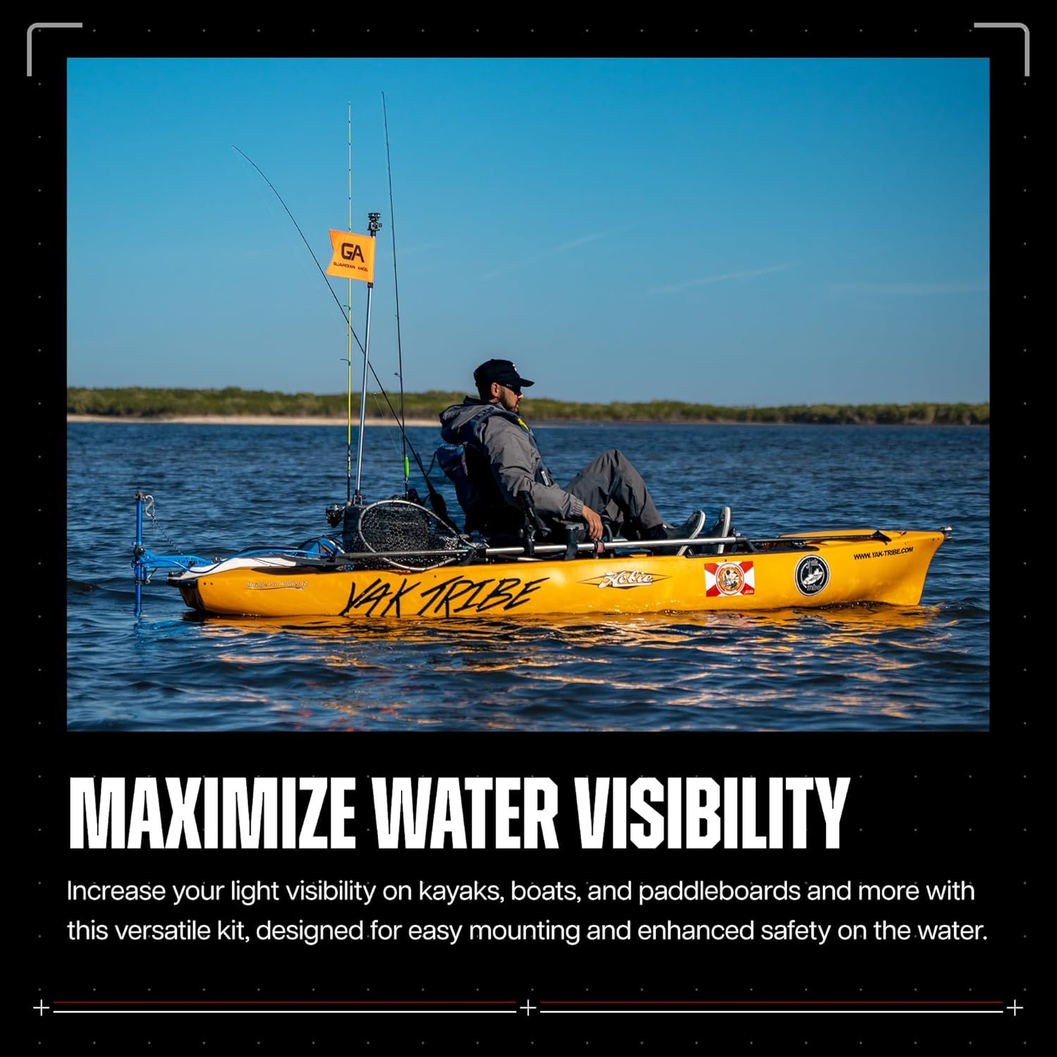 Guardian Angel Marine Mount & Accessory Bundle \u2013 Universal Base, Rotatable Head Mount, (2) 12\u201D and (1) 24" Stainless Steel Poles, Safety Flag, Storage Bag \u2013 for Kayaks, Boats, Paddleboards, & More - Image 2