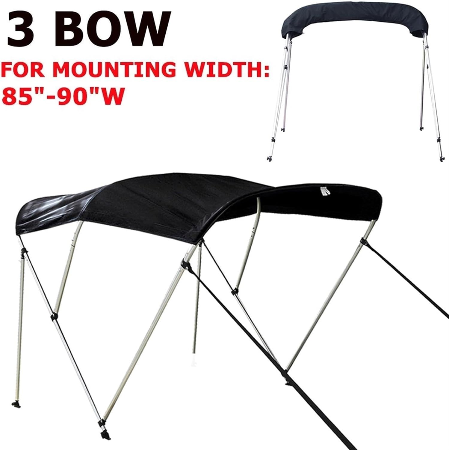 Hoangbinsn 3 Bow Biminii Top Replacement Canvas Cover Boot Cover with Frame 600D Waterproof Anti UV Boat Cover Marine Accessories(85-90W) - Image 2
