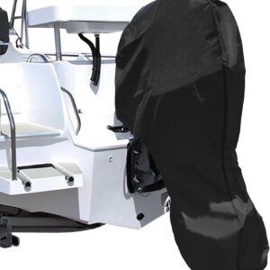 iCOVER Outboard Motor Covers, Trailerable Full Boat Engine Cover Waterproof Heavy Duty Oxford Fabric with Zipper, Fits 30-60HP Motors