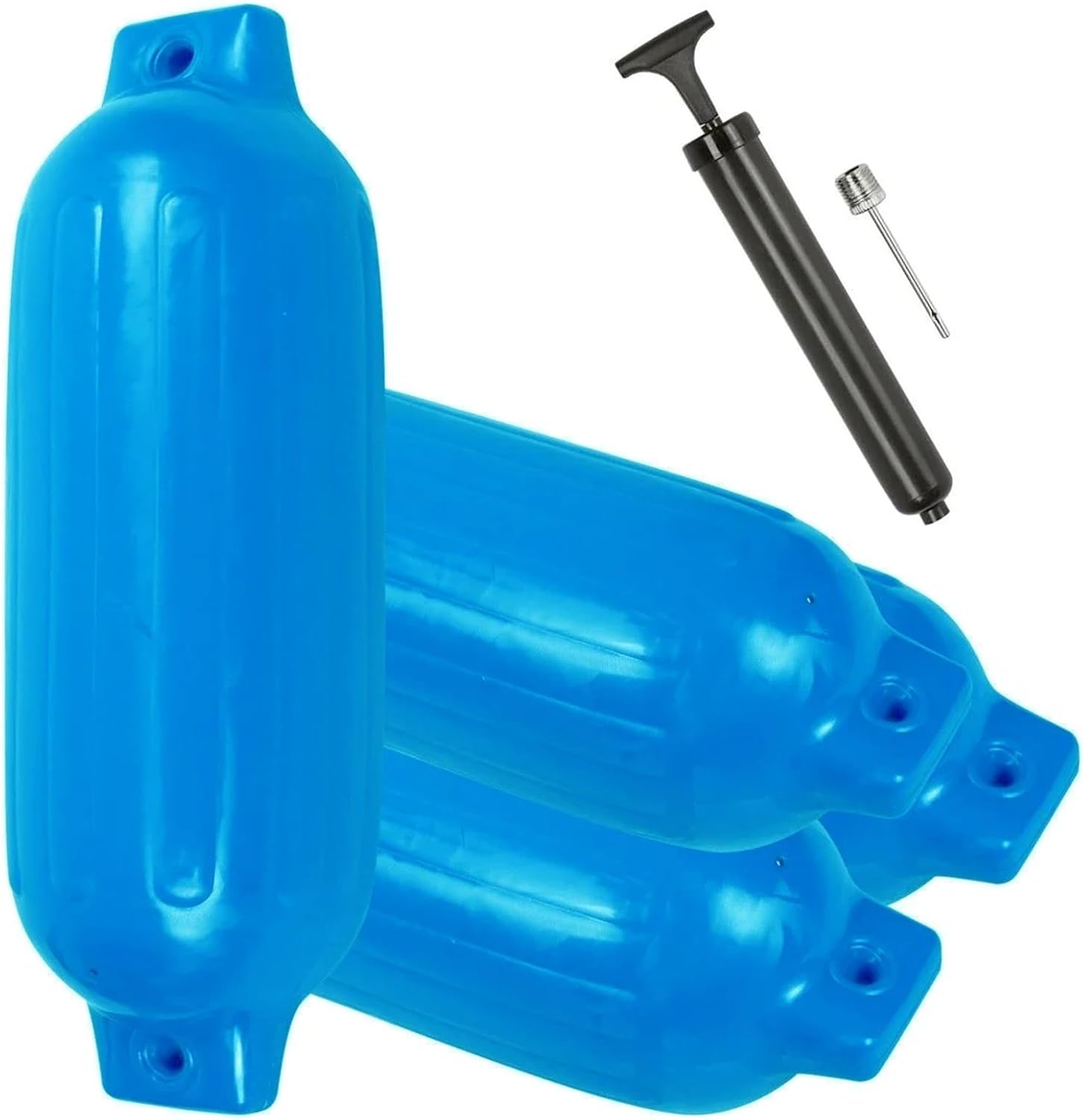 Marine Accessories 4 Ribbed Boat fenders 8.5" X 27" Blue Vinyl Marine Bumper Inflatable Dock Shield - Image 2