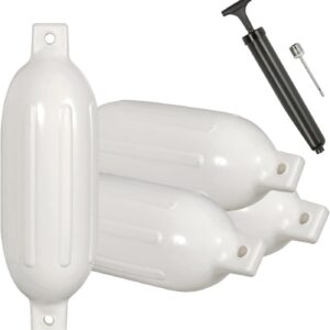 Marine Accessories 4PCS Boat fenders 8.5" * 27" White Vinyl Marine Ribbed Bumper Inflatable Dock Shield