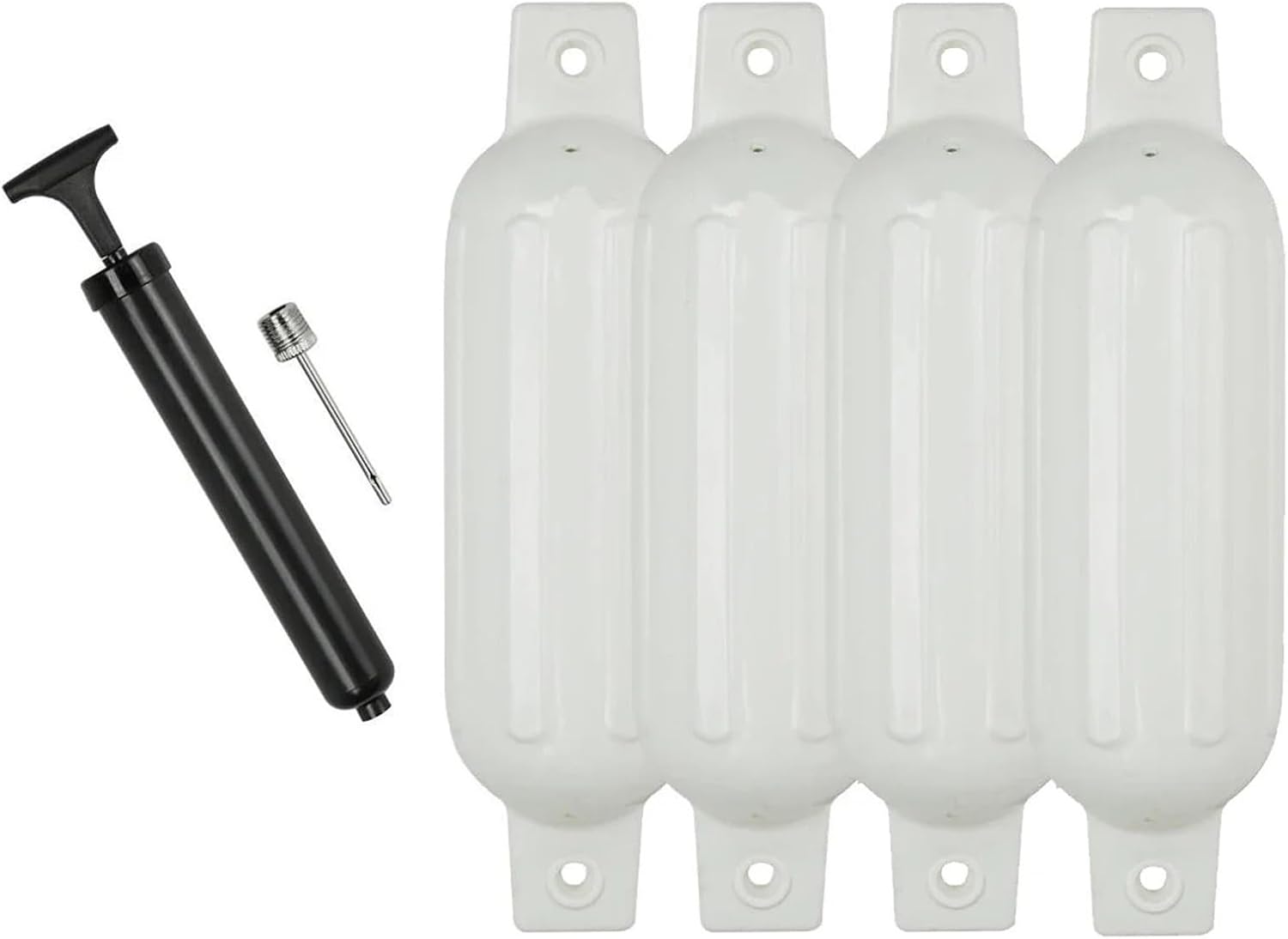 Marine Accessories 4PCS Boat fenders 8.5" * 27" White Vinyl Marine Ribbed Bumper Inflatable Dock Shield