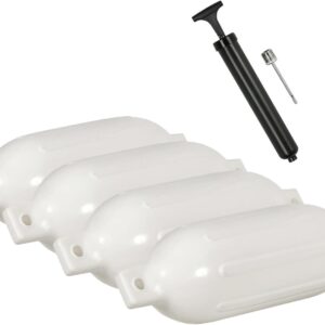 Marine Accessories 4PCS Ribbed Boat fenders Vinyl Inflatable Bumper Marine Dock Shield Protection White 5.5" X 20"