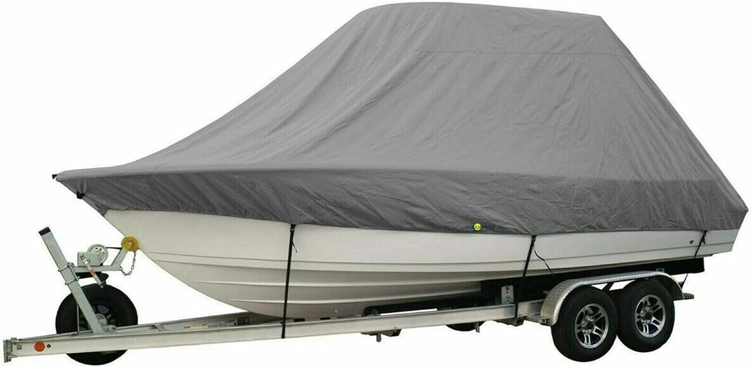 Marine Accessories 600D Yacht Boat Cover Heavy Duty Trailer Marine 18-20-22-24-26-28Ft Boat Cover Winter Snow Waterproof Sunshade(Gery 22-24ft)