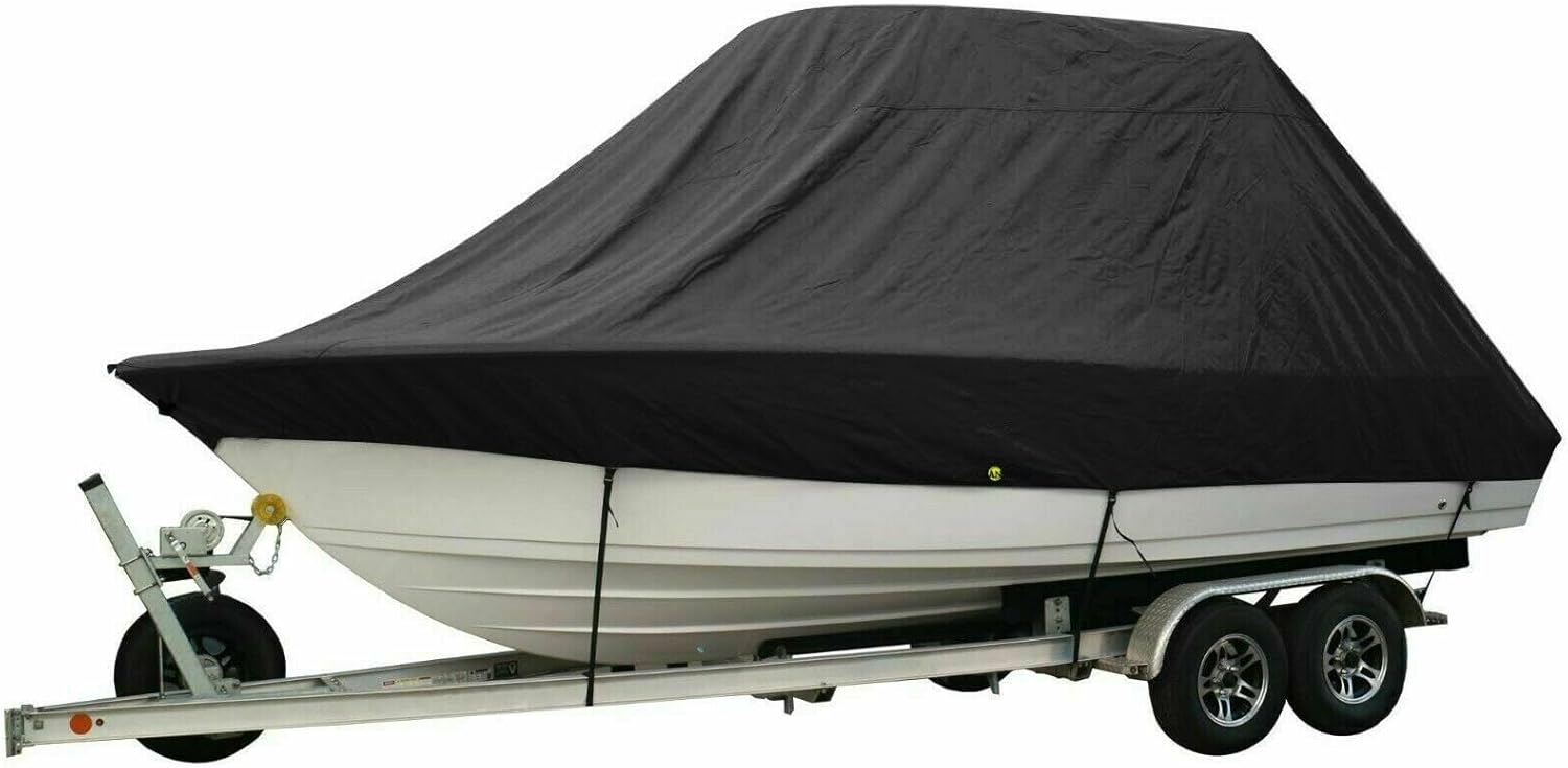 Marine Accessories 600D Yacht Boat Cover Heavy Duty Trailer Marine 18-20-22-24-26-28Ft Boat Cover Winter Snow Waterproof Sunshade(Gery 22-24ft) - Image 7