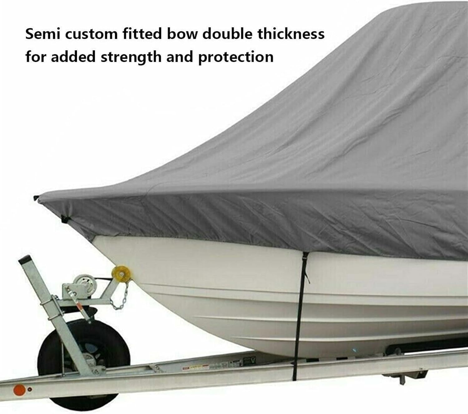 Marine Accessories 600D Yacht Boat Cover Heavy Duty Trailer Marine 18-20-22-24-26-28Ft Boat Cover Winter Snow Waterproof Sunshade(Gery 22-24ft) - Image 5
