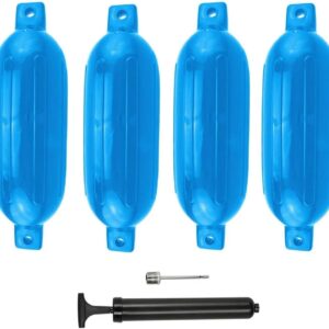 Marine Accessories Inflatable Marine Vinyl Boat fenders Bumpers Kit 6.5" X 23" Blue 4 PCS