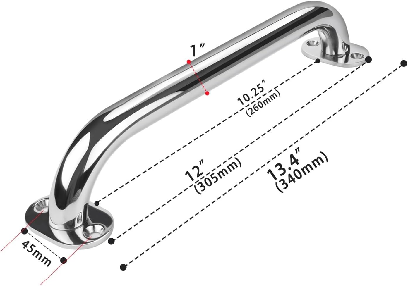 Marine Hardware 2 X Stainless Steel 12“ Grab Handle Handrail Polished Boat/RV/Bath Boat Accessories Marine - Image 2