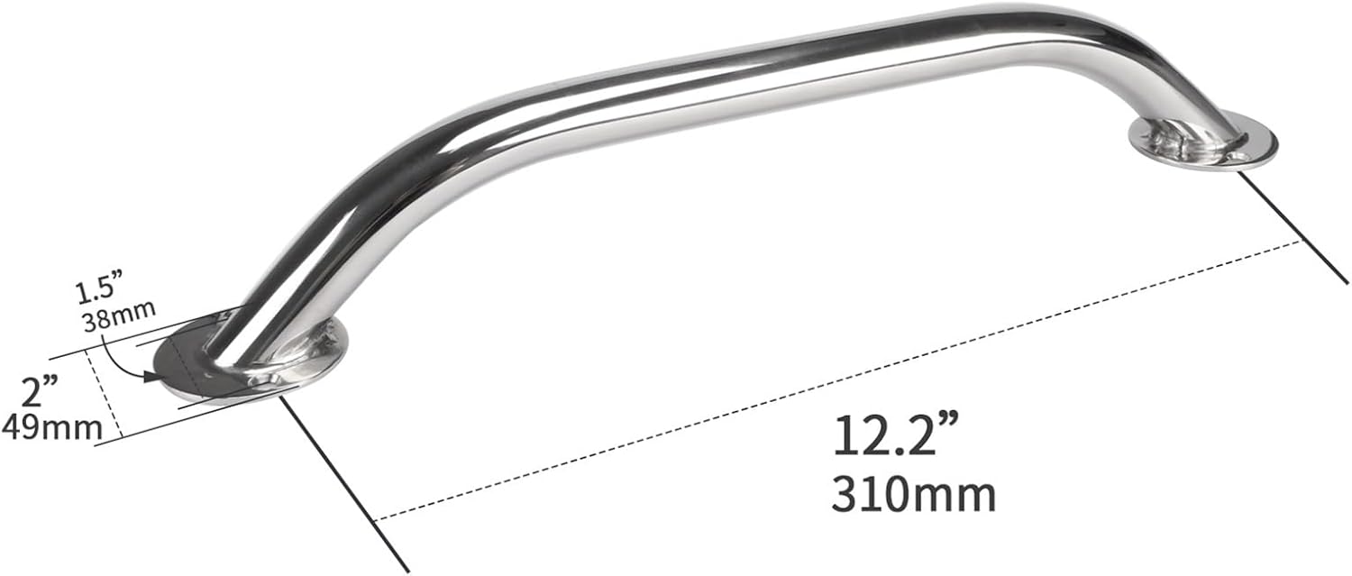 Marine Hardware 2pcs Boat Accessories Glass Door Handle Stainless Steel 12'' Boat Polished Boat Marine Grab Handle Handrail - Image 2