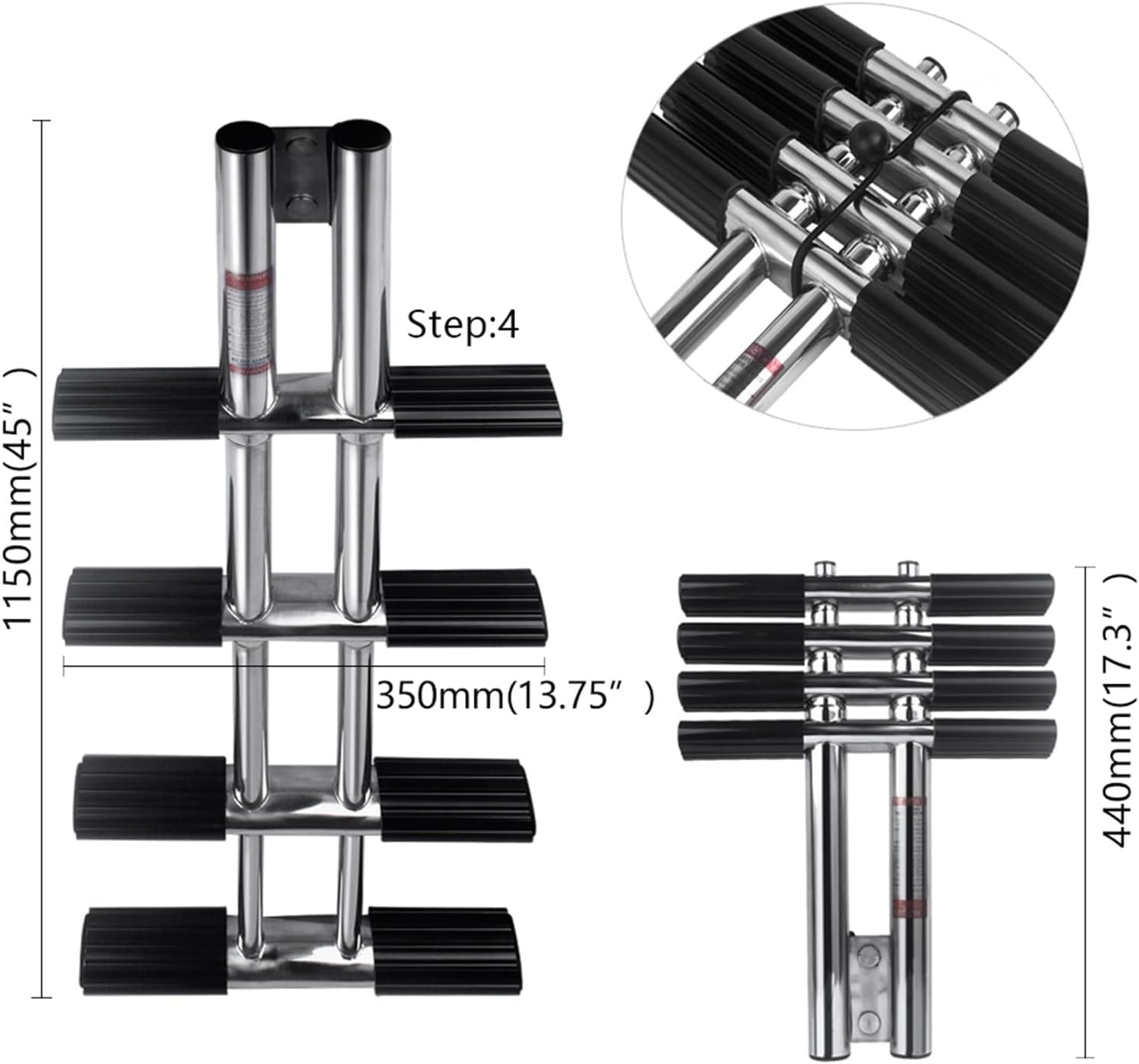 Marine Hardware 4 Steps Boat Ldder Stainless Steel Vertical Telescoping Transom Mounting Swiming Ladder Boat Accessories - Image 2