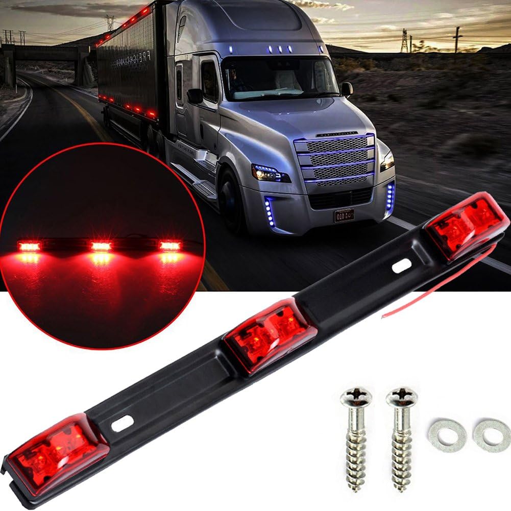 NEW SUN 15" Black stainless Steel 3 Lights 9 LED Identification Light Bar - 1 Pcs Clearance Red Waterproof, Surface Mount Sealed ID Indicator for Trucks Trailers RVs, Top & Side Mark & Break - Image 8