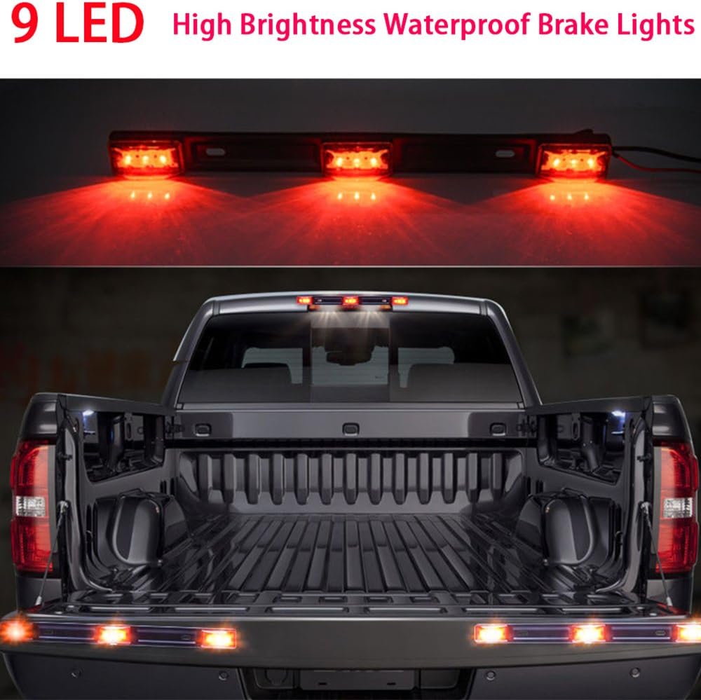 NEW SUN 15" Black stainless Steel 3 Lights 9 LED Identification Light Bar - 1 Pcs Clearance Red Waterproof, Surface Mount Sealed ID Indicator for Trucks Trailers RVs, Top & Side Mark & Break - Image 9