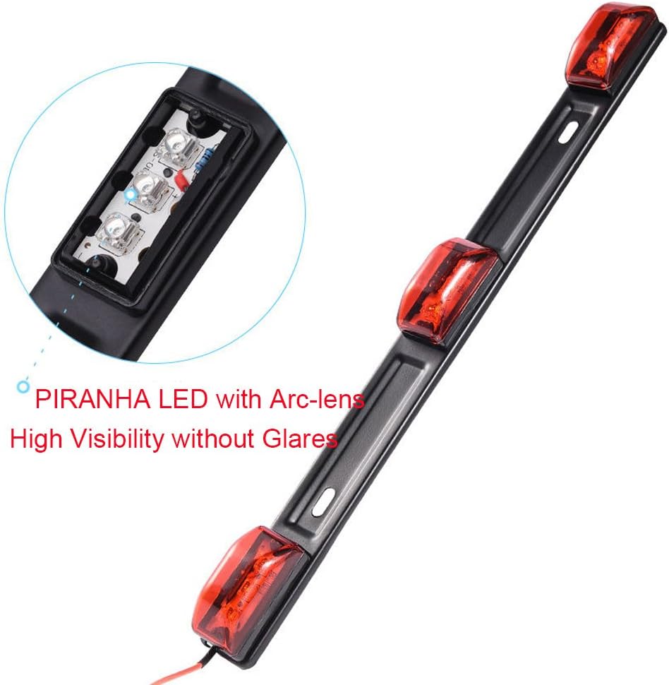 NEW SUN 15" Black stainless Steel 3 Lights 9 LED Identification Light Bar - 1 Pcs Clearance Red Waterproof, Surface Mount Sealed ID Indicator for Trucks Trailers RVs, Top & Side Mark & Break - Image 7