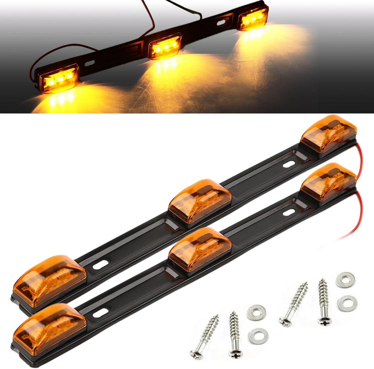 NEW SUN 15" Black stainless Steel 3 Lights 9 LED Identification Light Bar - 1 Pcs Clearance Red Waterproof, Surface Mount Sealed ID Indicator for Trucks Trailers RVs, Top & Side Mark & Break - Image 12