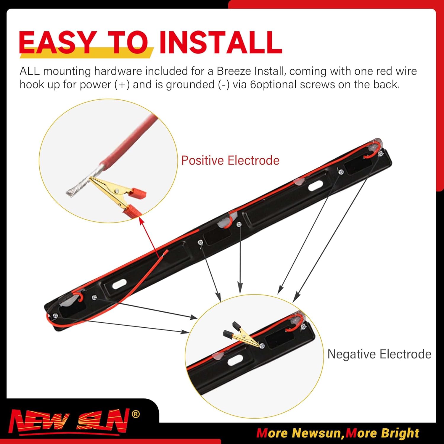 NEW SUN 15" Black stainless Steel 3 Lights 9 LED Identification Light Bar - 1 Pcs Clearance Red Waterproof, Surface Mount Sealed ID Indicator for Trucks Trailers RVs, Top & Side Mark & Break - Image 3