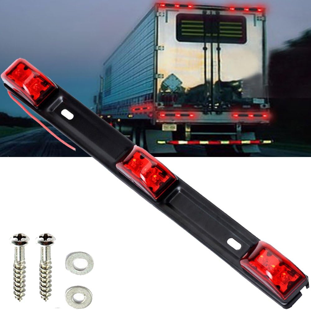 NEW SUN 15" Black stainless Steel 3 Lights 9 LED Identification Light Bar - 1 Pcs Clearance Red Waterproof, Surface Mount Sealed ID Indicator for Trucks Trailers RVs, Top & Side Mark & Break - Image 5