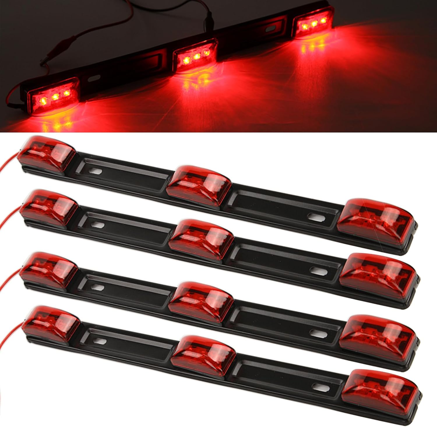 NEW SUN 15" Black stainless Steel 3 Lights 9 LED Identification Light Bar - 1 Pcs Clearance Red Waterproof, Surface Mount Sealed ID Indicator for Trucks Trailers RVs, Top & Side Mark & Break - Image 11
