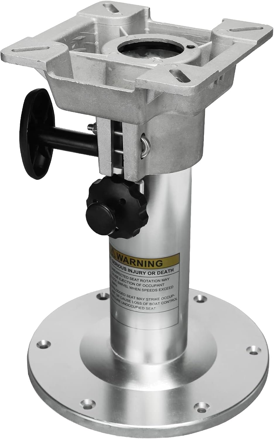 ONHI Adjustable Aluminum Boat Seat Pedestal 13-19 Inch Height, Locking Design, Silver Polished, for Fishing Boats and Marine Vessels