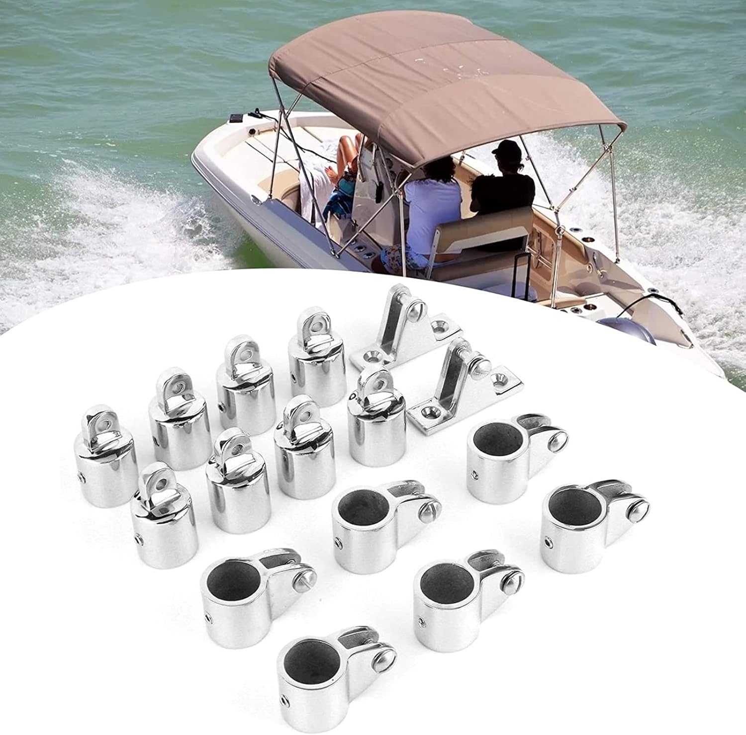PHASFBJ Boat Top Fittings Hardware Set, 316 Stainless Steel Marine Jaw Slide, Deck Hinge, Awning Hardware 16 Set Accessories,for Marine Equipment - Image 2