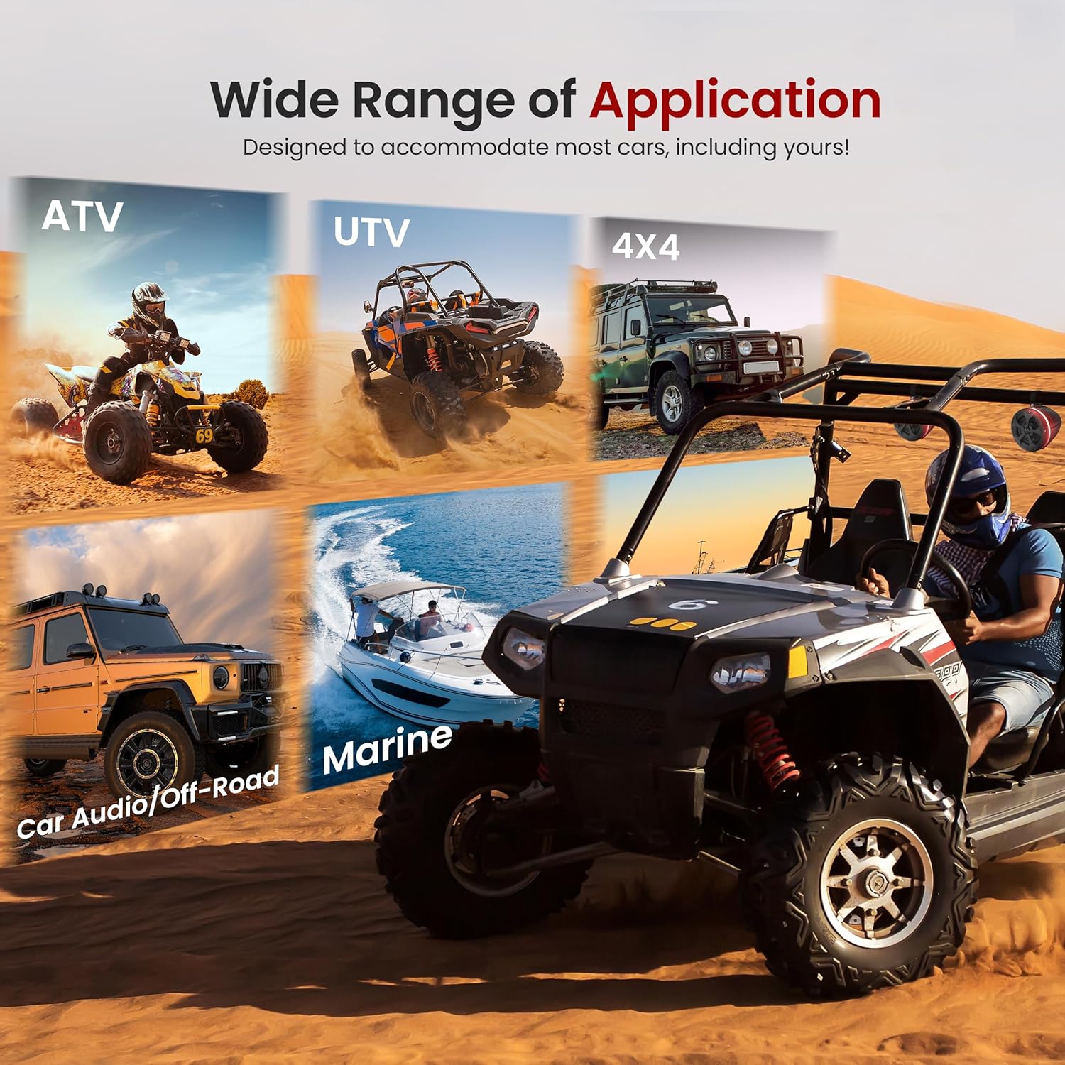 Pyle, Marine Speaker System, 800W, Bluetooth, Waterproof, RGB Lights - 4" Active & Passive Speakers for Boats, ATVs, UTVs, Includes Mounting Accessories, 2-Channel Class D Amp, IP-X5 Rated - Image 8