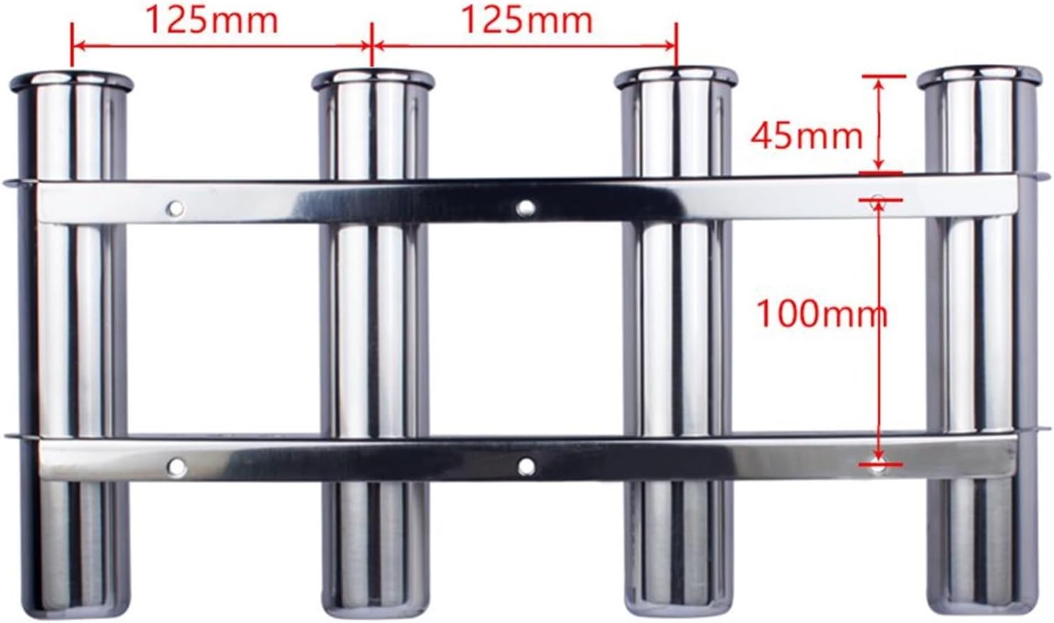 Quaingfair Boat Accessories Marine Stainless Steel 4 Tube Fishing Rod Storage Holder Rack & Boat Organiser - Image 3