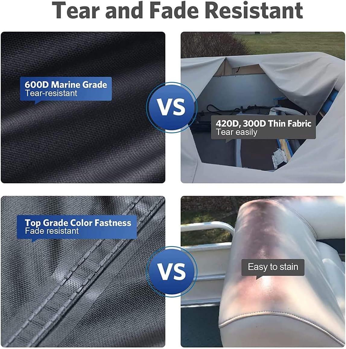 T-Top Boat Cover 600D Tear Proof Waterproof Center Console Outdoor Protection Replacement Boat Covers Sunshade Dusoof Heavy Duty Trailerable Marine Accessories Black (Size : 22-24FT) () - Image 5