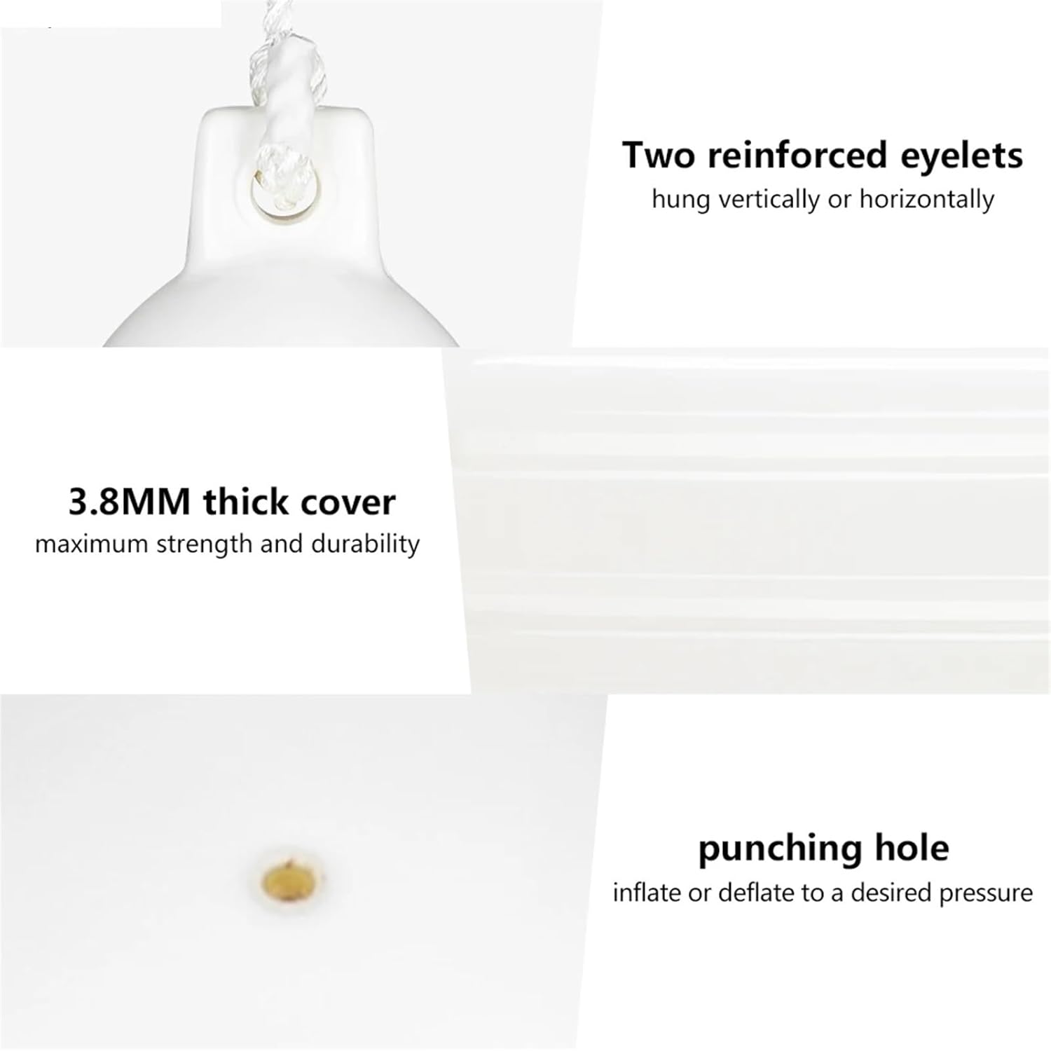 UNKOMN Marine Accessories 4 pcs 8.5" x 27" \/ 210mmx680 mm (g3) Black Boat Inflatable Bumpe Boat fenders Bumper Dock Shield Protection - Image 4