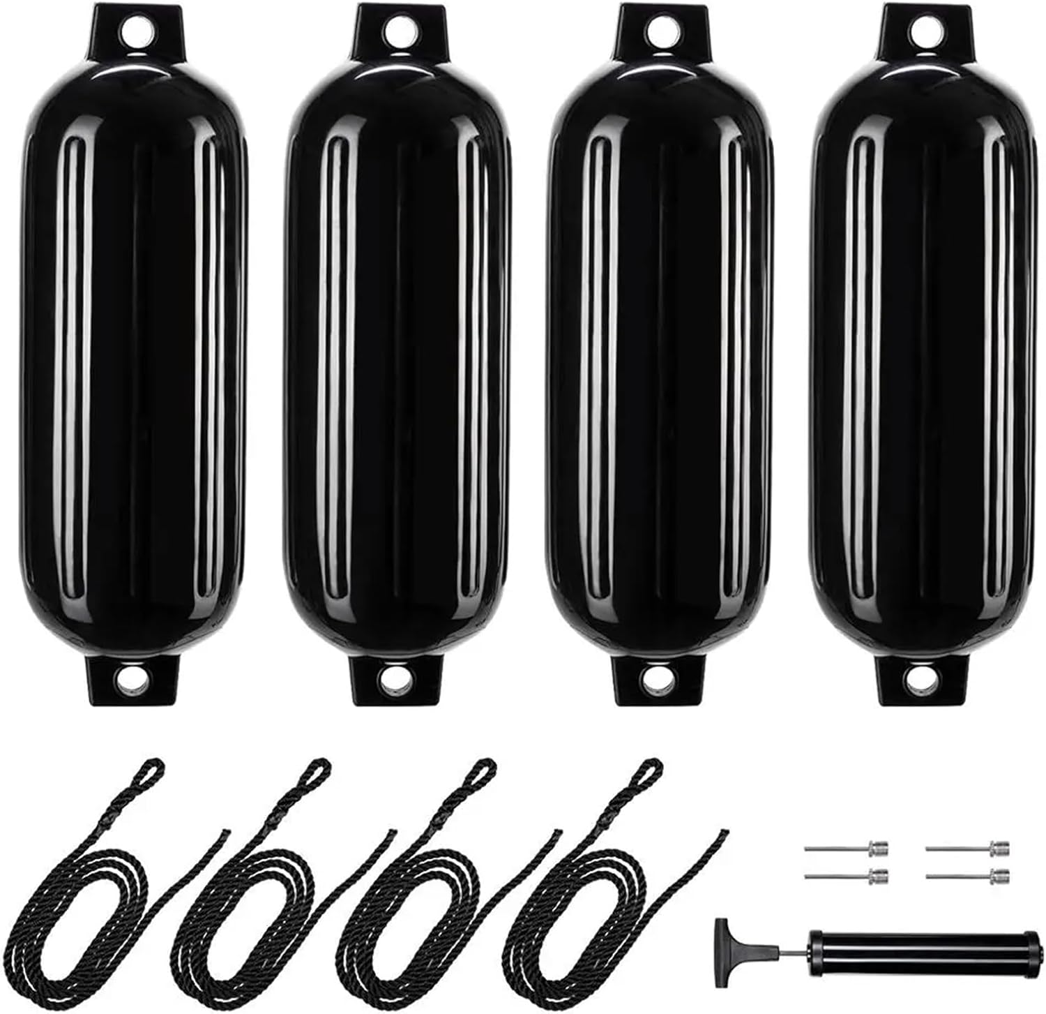 UNKOMN Marine Accessories 4 pcs 8.5" x 27" \/ 210mmx680 mm (g3) Black Boat Inflatable Bumpe Boat fenders Bumper Dock Shield Protection - Image 10