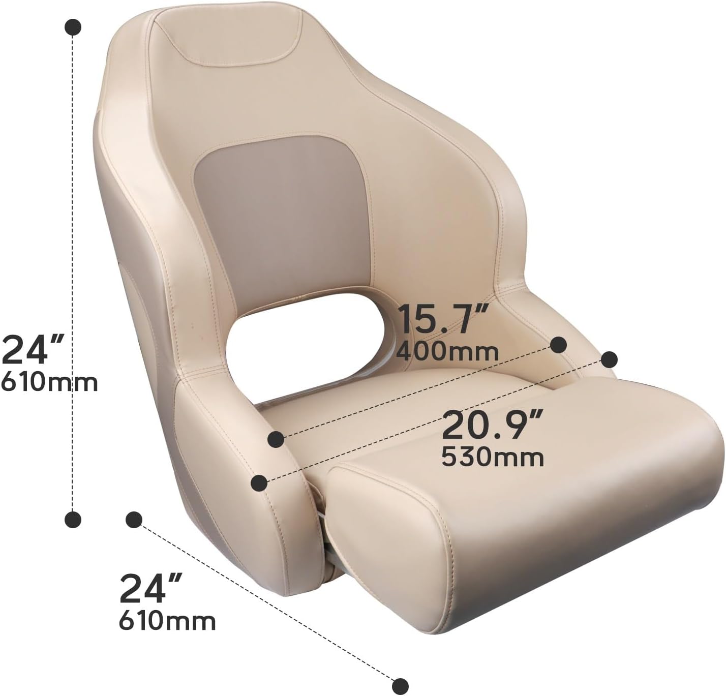 UNKOMN Marine hardware Boat Accessories Marine Folding Seat Boat Fishing Pro Casting Deck Seat Boat Bike Butt Chair(Khaki) - Image 5