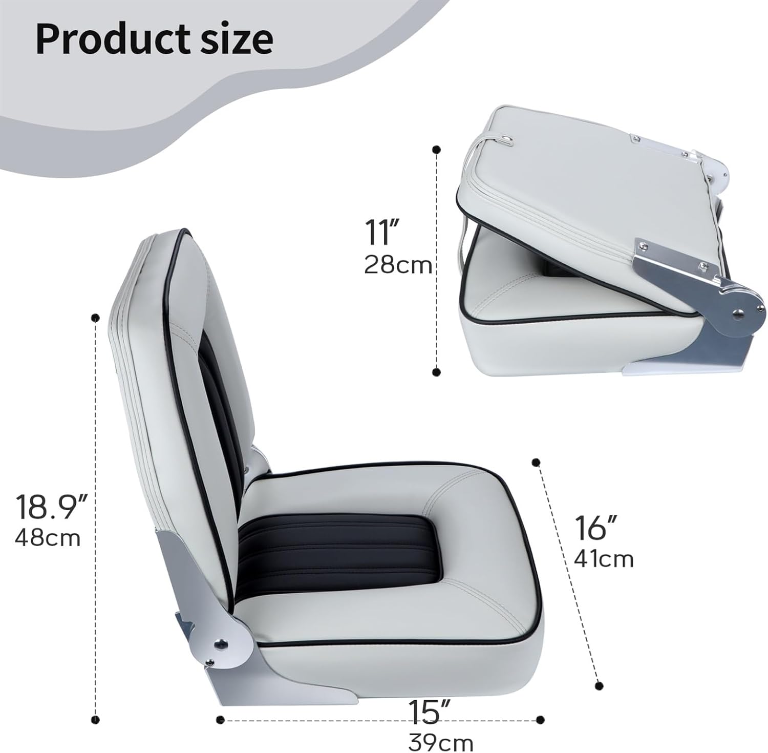 UNKOMN Marine hardware Boat Accessories Marine Folding Seat Universal Boat Fishing Pro Casting Deck chair High Back Boat swivel Chair Marine Hardware(White) - Image 6