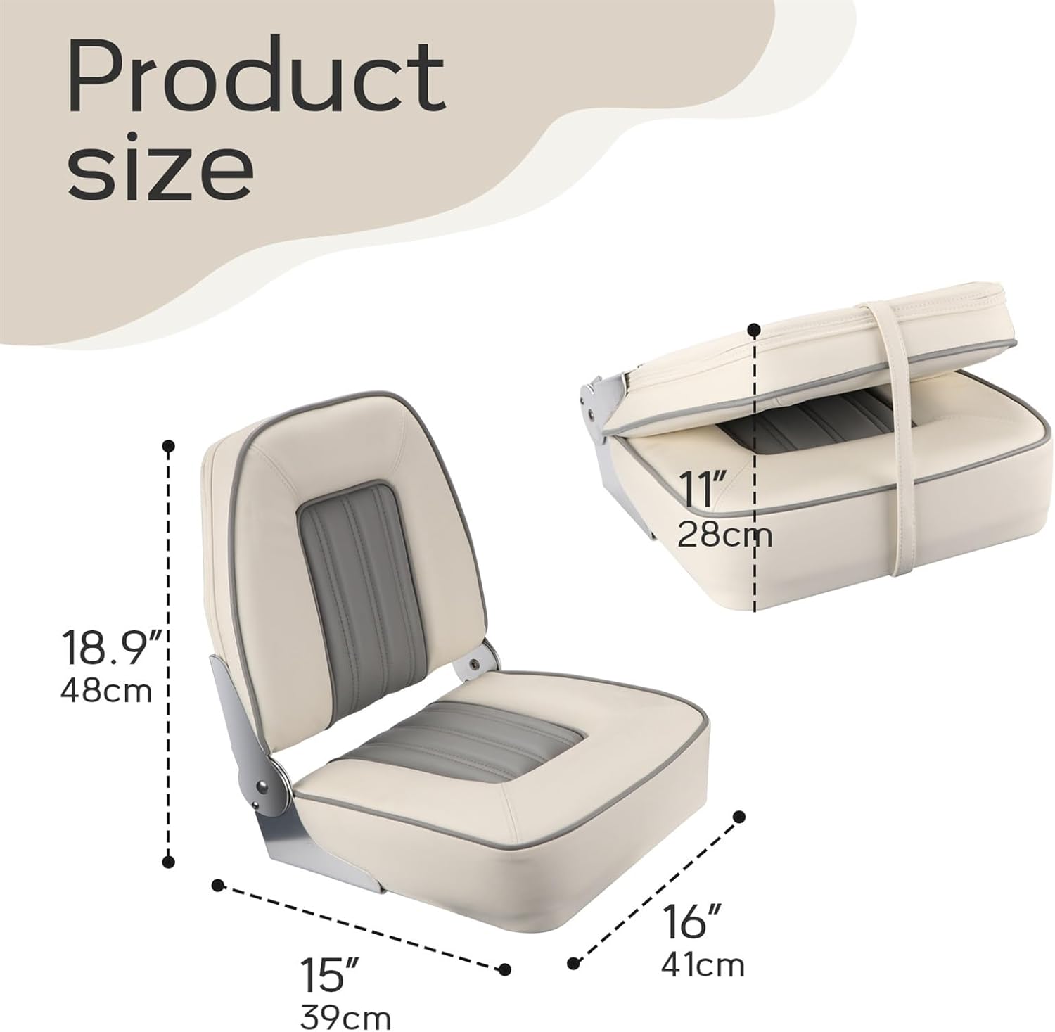 UNKOMN Marine hardware Boat Accessories Marine Folding Seat Universal Boat Fishing Pro Casting Deck chair High Back Boat swivel Chair Marine Hardware(White) - Image 3