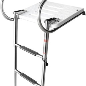 Windzerdong Boat Accessories Marine S.S Boarding Stainless Steel Polished Ladder with ABS Swim Platform Dual Handrails(3 Step)