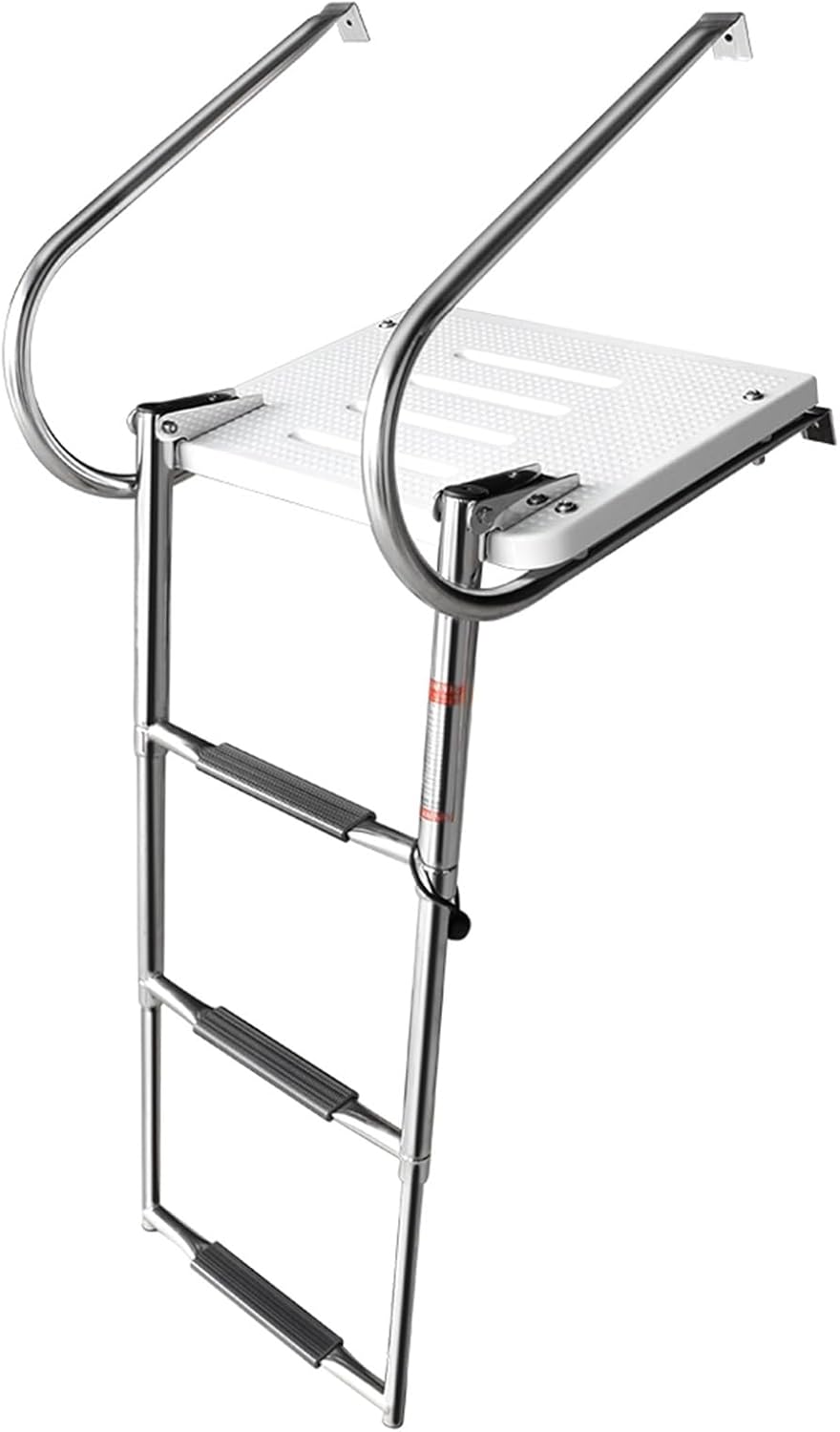 Windzerdong Boat Accessories Marine S.S Boarding Stainless Steel Polished Ladder with ABS Swim Platform Dual Handrails(3 Step)