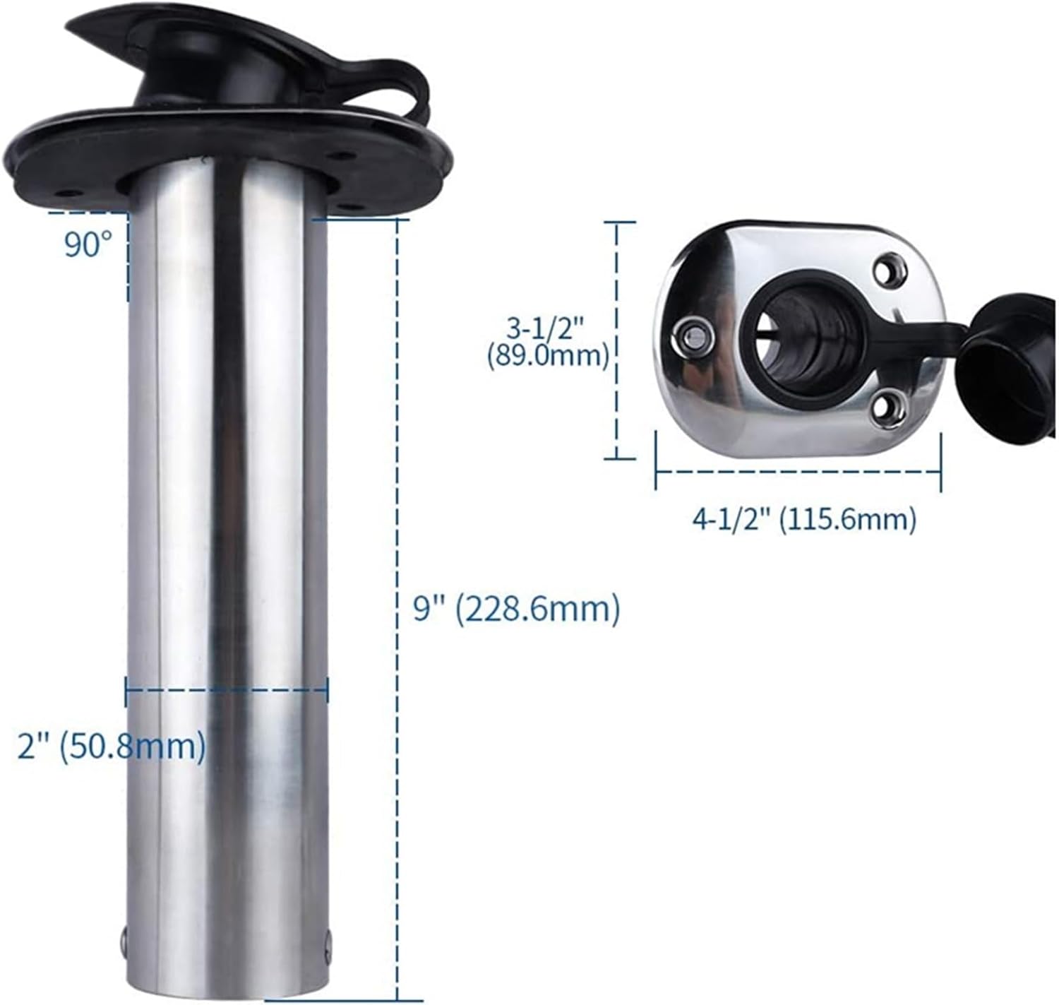 Wingxaoyy Boat Accessories Marine 2 Flush Mount 15 30 90Degrees Fish Rod Holder Marine Grade Stainless Steel Boat Fishing - Image 7
