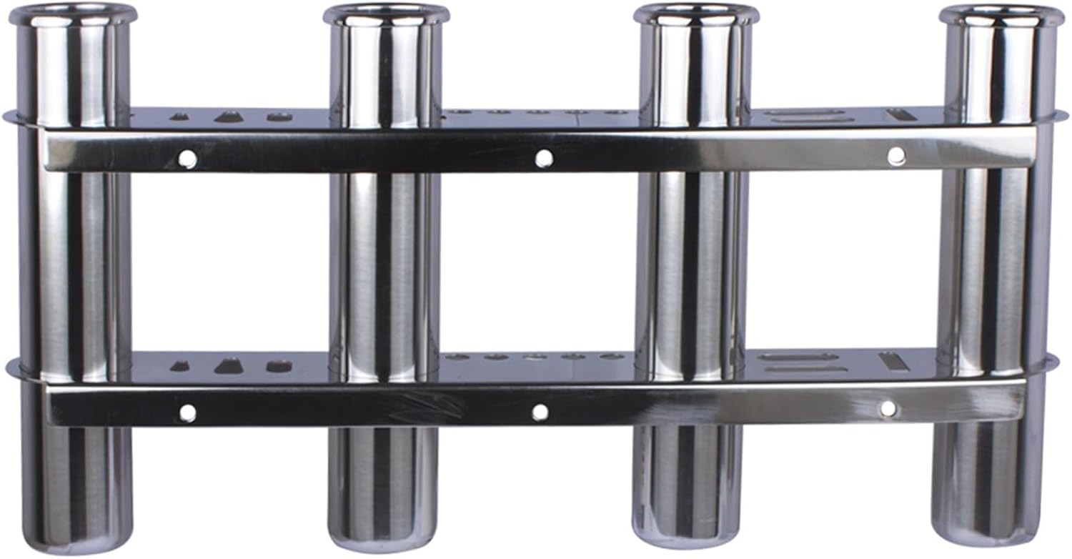 Wingxaoyy Boat Accessories Marine Stainless Steel 4 Tube Fishing Rod Storage Holder Rack & Boat Organiser
