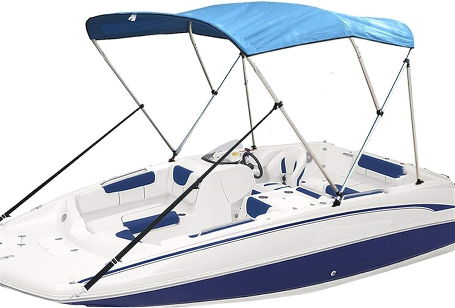 Wingxaoyy Marine Accessories 3 Bow Biminii Top Canvas Cover Roof Canopy Boot Cover w\/Frame 600D Waterproof Sunshade UV Protection for V-Hull Jon Boats(79-90 Black) - Image 10