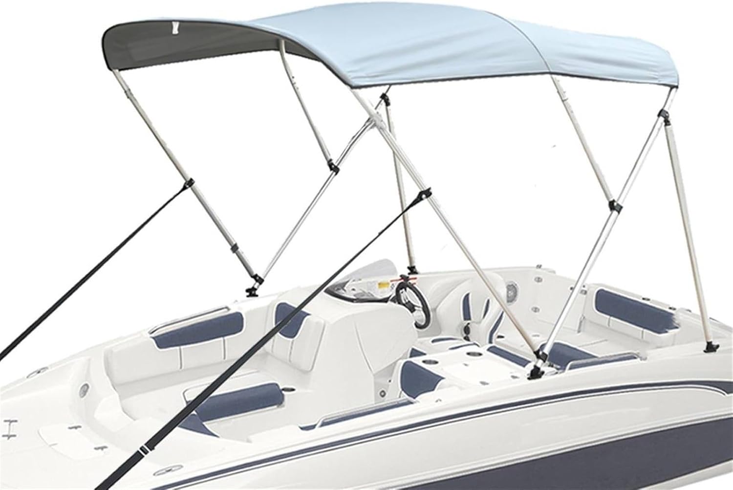 Wingxaoyy Marine Accessories 3 Bow Biminii Top Canvas Cover Roof Canopy Boot Cover w\/Frame 600D Waterproof Sunshade UV Protection for V-Hull Jon Boats(79-90 Black) - Image 8